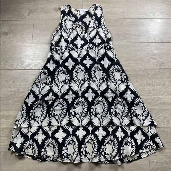 Diane Von Furstenberg Fay Crinkle Cotton Silk Sleeveless Floral Dress - Picture 1 of 14